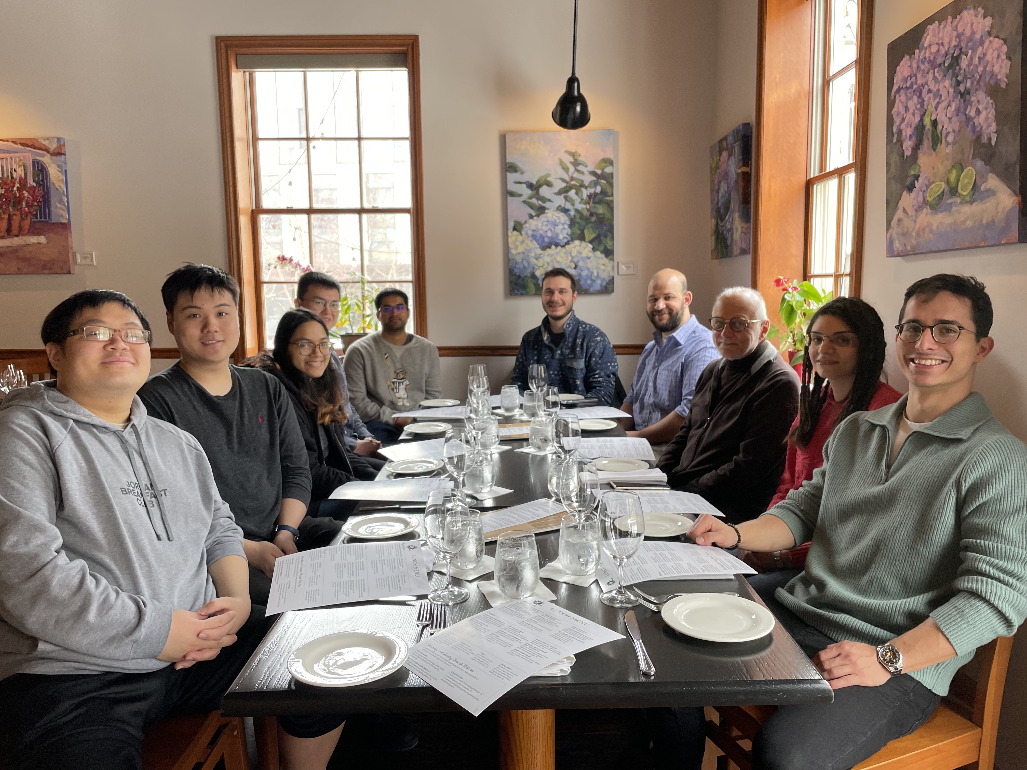 February 2023 - Celebrating Anil and Khaled's graduation and the arrival of new students, post-doc and visitor
