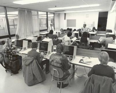 The WIDJET system being accessed by UW students using Volker-Craig terminals.