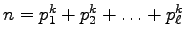 $n=p_1^k+p_2^k+\ldots+p_\ell^k$