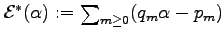 $ \mathcal{E}^*(\alpha) := \sum_{m\geq0} (q_m \alpha - p_m)$