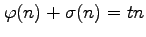 $ \varphi(n)+\sigma(n)=tn$