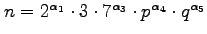 $ n=2^{\alpha_{1}}\cdot 3\cdot 7^{\alpha_{3}}\cdot p^{\alpha_{4}}\cdot q^{\alpha_{5}}$