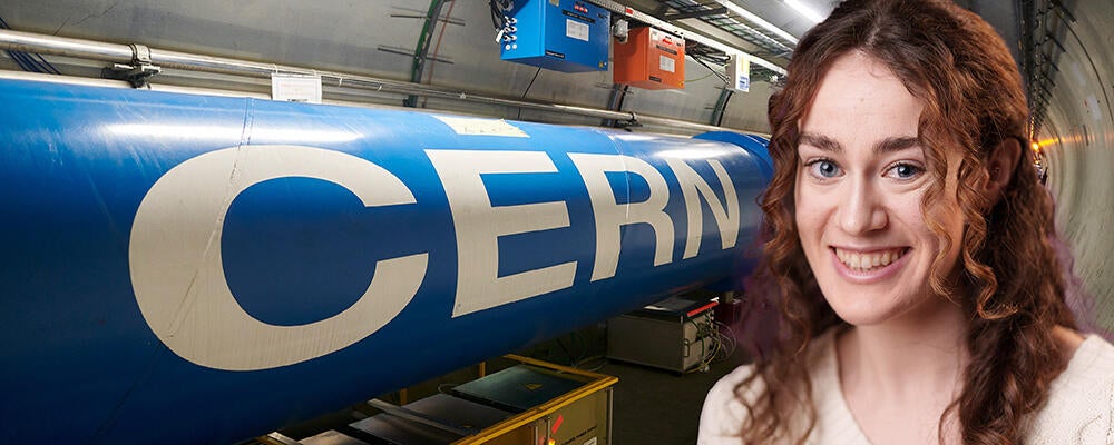 photo of Jessica John with CERN's LHC