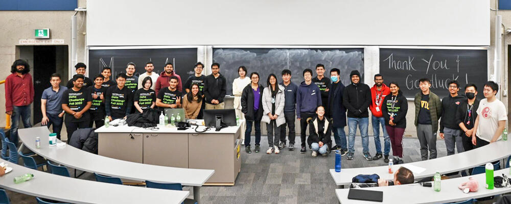 photo of students participating in the Waterloo AI data challenge