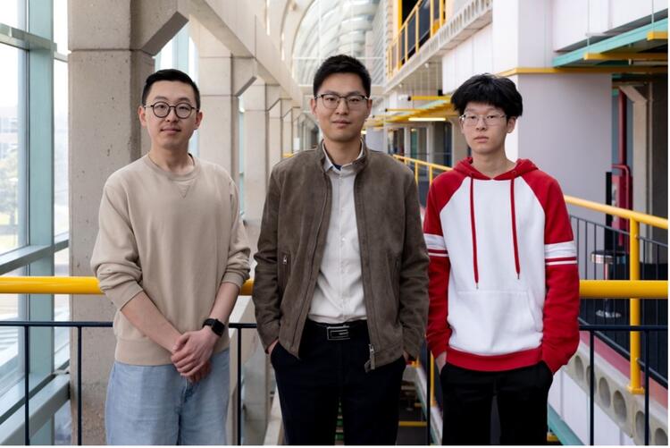 Professor Yizhou Zhang with research student Jianlin and USRA recipient Eric