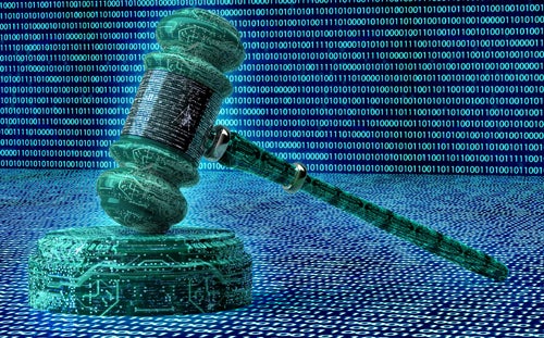 photo of digital gavel representing use of AI in law