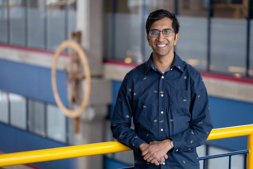 Gautam Kamath posing in Davis Centre.