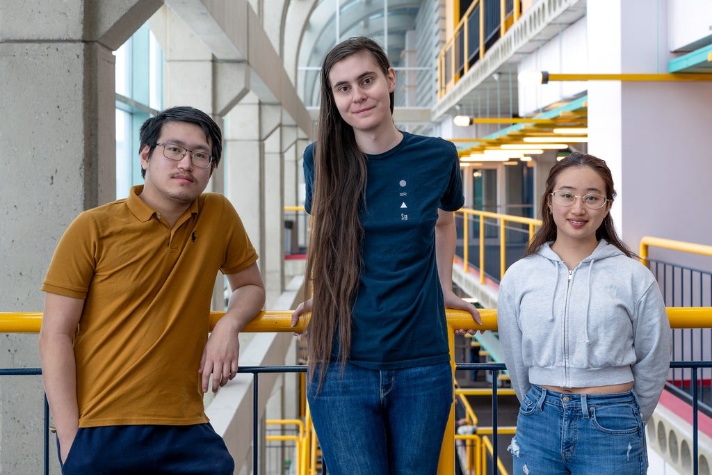 L to R: Valentio Iverson, Alice Moayyedi and Beihao Zhou in the Davis Centre