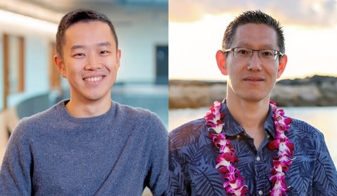 Composite image, from left to right, of Professors Victor Zhong and Jimmy Lin