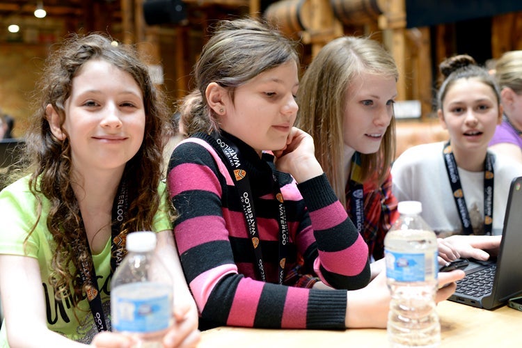 girls at Waterloo Technovation with mentor