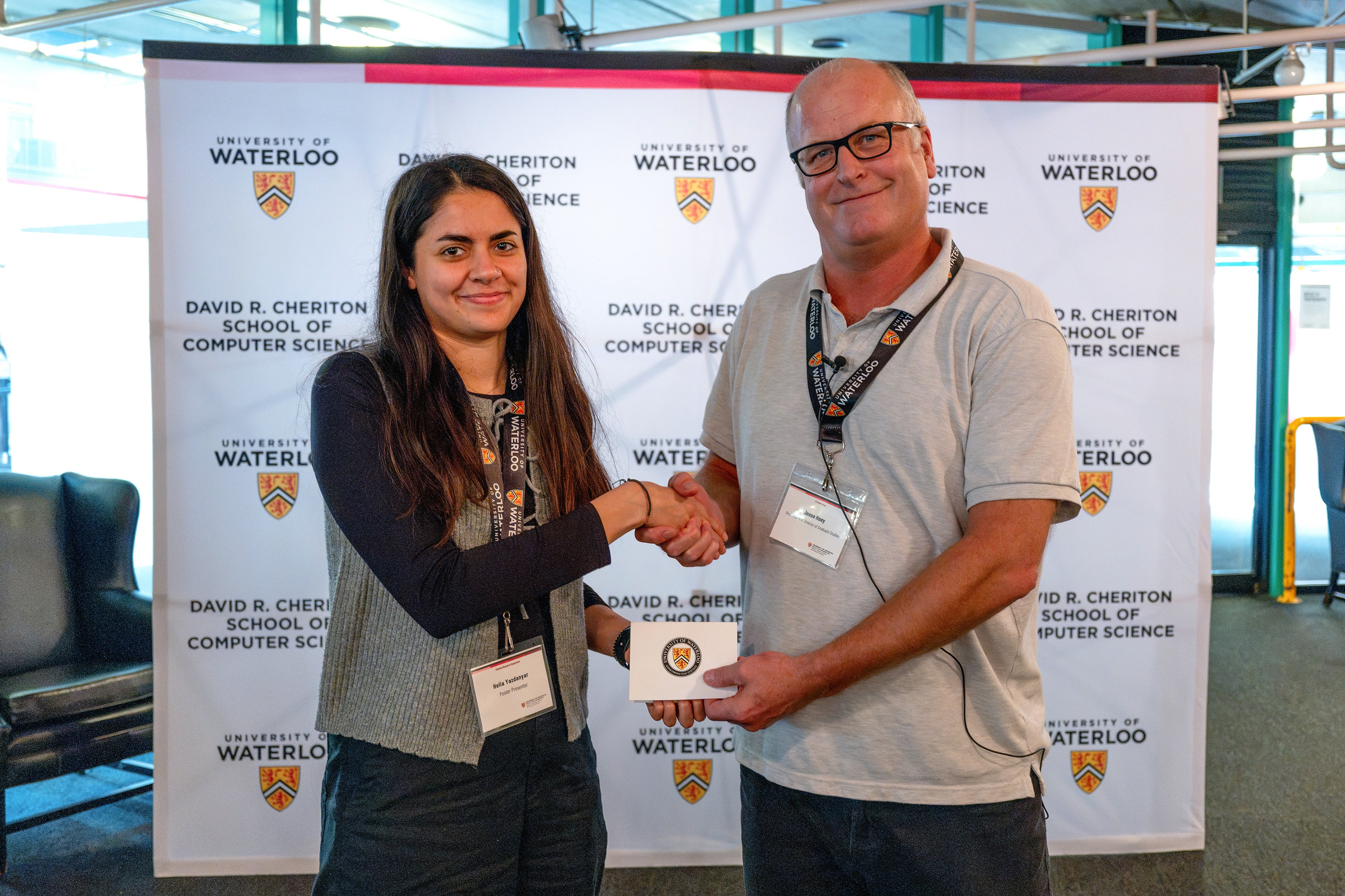 Helia Yazdanyar with Professor Jesse Hoey at 2026 Cheriton Research Symposium