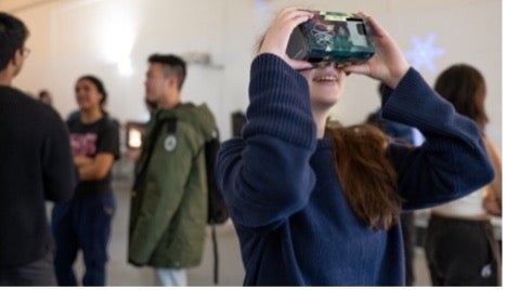 Photo of an attendee wearing the headset