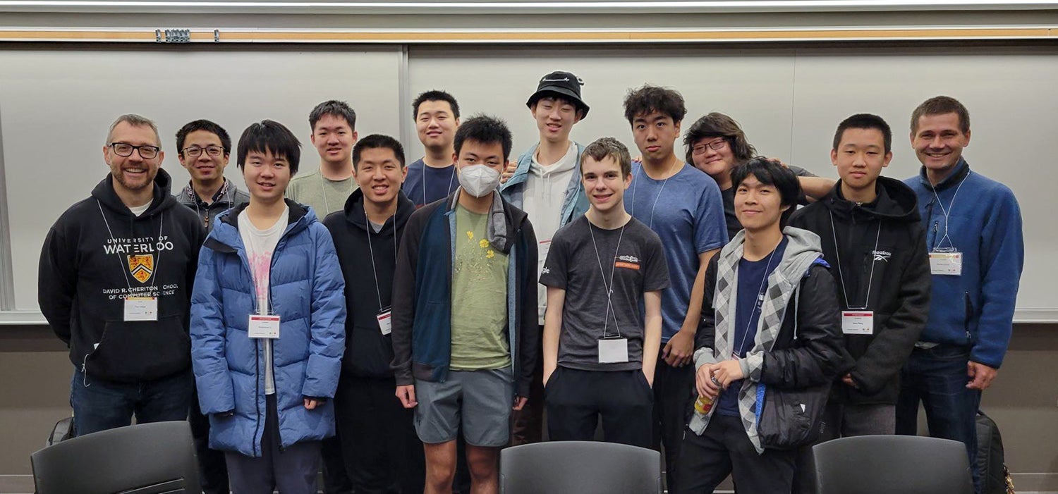 photo of the four Waterloo teams and coaches at 2023 ICPC East Central North America Contest