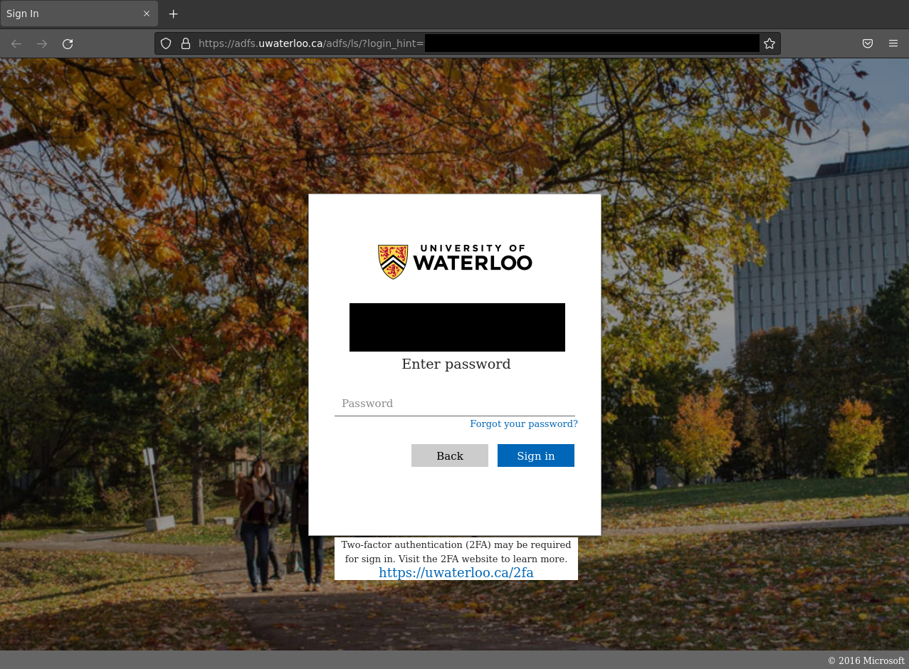 UWaterloo sign-in page