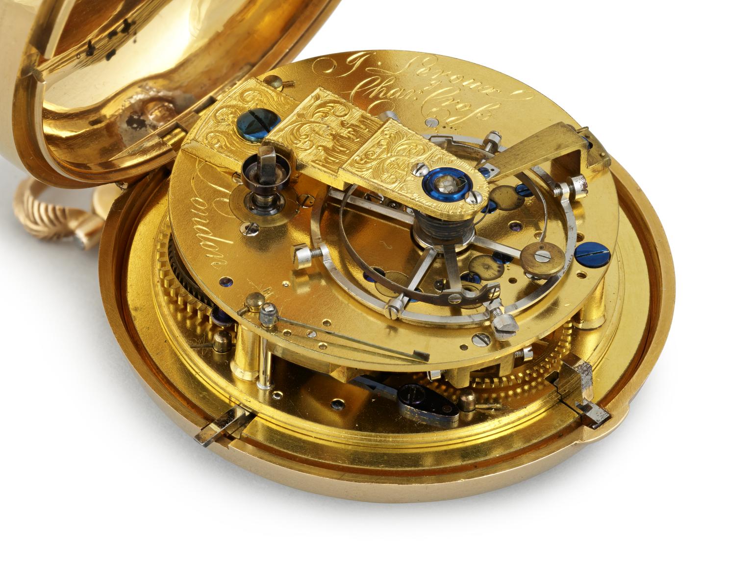 Gold lever escapement watch by John Leroux