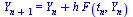 Y[`+`(n, 1)] = `+`(Y[n], `*`(h, `*`(F(t[n], Y[n]))))