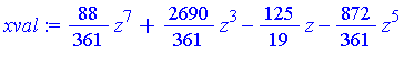 88/361*z^7+2690/361*z^3-125/19*z-872/361*z^5