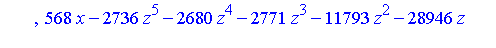 {[[z-1, 2*y^2-1, 2*x+1], plex(x, y, z), {}], [[16*z^6+8*z^5+9*z^4+61*z^3+136*z^2-206*z+60, 284*y^2+5664*z^5+5568*z^4+5866*z^3+24365*z^2+59937*z-43978, 568*x-2736*z^5-2680*z^4-2771*z^3-11793*z^2-28946*...