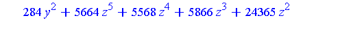 [[16*z^6+8*z^5+9*z^4+61*z^3+136*z^2-206*z+60, 284*y^2+5664*z^5+5568*z^4+5866*z^3+24365*z^2+59937*z-43978, 568*x-2736*z^5-2680*z^4-2771*z^3-11793*z^2-28946*z+21382], plex(x, y, z), {}]