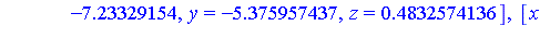 [x = -7.23329154, y = 5.375957437, z = .4832574136], [x = -7.23329154, y = -5.375957437, z = .4832574136], [x = -.30941167, y = .4572819962, z = .5682422207], [x = -.30941167, y = -.4572819962, z = .5...