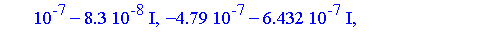 [0.2864e-6, -0.200e-7, 0.6e-7], [0.2864e-6, -0.200e-7, 0.6e-7], [0.138e-7, -0.140e-7, 0.104e-7], [0.138e-7, -0.140e-7, 0.104e-7], [0.3238e-6-0.83e-7*I, -0.479e-6-0.6432e-6*I, 0.5537e-6+0.677e-7*I], [0...