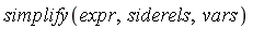 simplify(expr, siderels, vars)