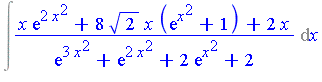 Int((x*exp(2*x^2)+8*2^(1/2)*x*(exp(x^2)+1)+2*x)/(exp(3*x^2)+exp(2*x^2)+2*exp(x^2)+2), x)