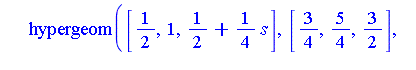 c^2*p^(-1/2-1/4*s)*hypergeom([1/2, 1, 1/2+1/4*s], [3/4, 5/4, 3/2], 1/4*c^4/p)*GAMMA(1/2+1/4*s)/Pi