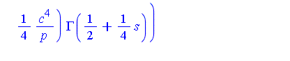 c^2*p^(-1/2-1/4*s)*hypergeom([1/2, 1, 1/2+1/4*s], [3/4, 5/4, 3/2], 1/4*c^4/p)*GAMMA(1/2+1/4*s)/Pi
