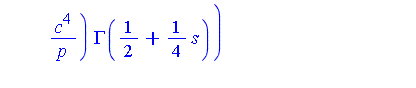 c^2*p^(-1/2-1/4*s)*hypergeom([1/2, 1, 1/2+1/4*s], [3/4, 5/4, 3/2], 1/4*c^4/p)*GAMMA(1/2+1/4*s)/Pi