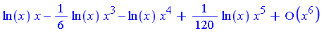 series(ln(x)*x-1/6*ln(x)*x^3-ln(x)*x^4+1/120*ln(x)*x^5+O(x^6),x,6)