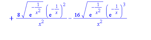 2*(exp(-1/x^2))^(1/2)/x^2-4*(exp(-1/x^2))^(1/2)*exp(-1/x)/x^2+8*(exp(-1/x^2))^(1/2)*(exp(-1/x))^2/x^2-16*(exp(-1/x^2))^(1/2)*(exp(-1/x))^3/x^2+32*(exp(-1/x^2))^(1/2)*(exp(-1/x))^4/x^2-64*(exp(-1/x^2))...