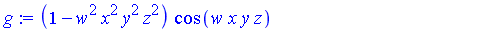 (1-w^2*x^2*y^2*z^2)*cos(w*x*y*z)-(1-w^2*x^2*y^2*z^2)*w*x*y*z*sin(w*x*y*z)