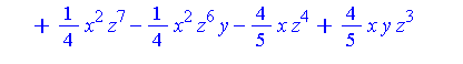 3*x^5*y*z^2-1/2*x^4*y^3+x*y*z+x^4*y^2*z^4-x^4*y^3*z^3-3/4*x^3*z^5+3/4*x^3*y*z^4+1/4*x^2*z^7-1/4*x^2*z^6*y-4/5*x*z^4+4/5*x*y*z^3
