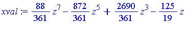88/361*z^7-872/361*z^5+2690/361*z^3-125/19*z
