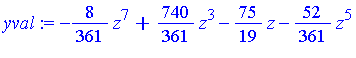 -8/361*z^7+740/361*z^3-75/19*z-52/361*z^5