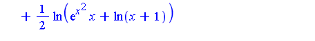 x-ln(x+1)+exp(x^2)*x*ln(x+1)/(x^2*exp(2*x^2)-ln(x+1)^2)-1/2*ln(-exp(x^2)*x+ln(x+1))+1/2*ln(exp(x^2)*x+ln(x+1))