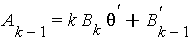A[k-1] = k*B[k]*theta^`'`+B[k-1]^`'`