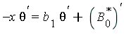 -x*theta^`'` = b[1]*theta^`'`+(B[0]^`*`)^`'`