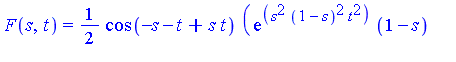 F(s, t) = 1/2*cos(-s-t+s*t)*(exp(s^2*(1-s)^2*t^2)*(1-s)+exp(s^2*(1-t)^2*t^2)*(1-t))