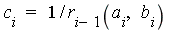 c[i] = 1/r[i-1](a[i], b[i])