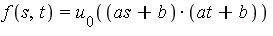 f(s, t) = u[0]((as+b)*(at+b))