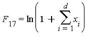 F[17] = ln(1+(sum(x[i], i = 1 .. d)))