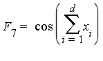 F[7] = cos(sum(x[i], i = 1 .. d))